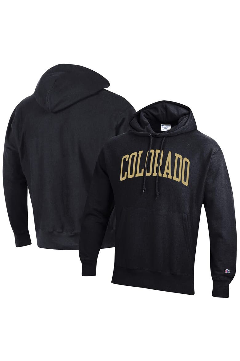 Men's Champion Black Colorado Buffaloes Team Arch Reverse Weave Pullover Hoodie, Main, color, Black