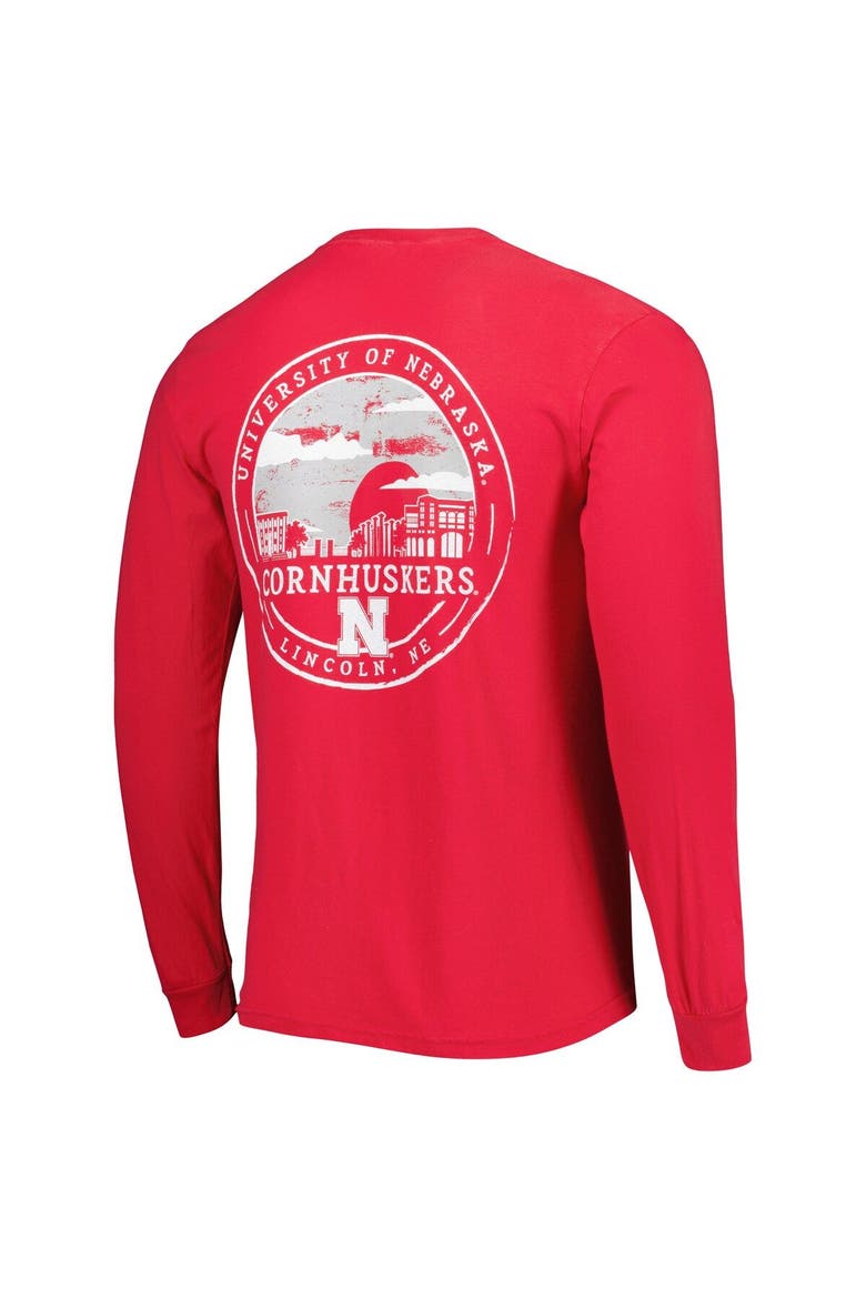 Men's Scarlet Nebraska Huskers Circle Campus Scene Long Sleeve T-Shirt, Alternate, color, Scarlet