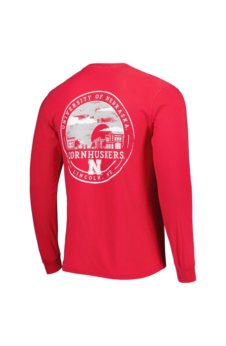 IMAGE ONE Men's Scarlet Nebraska Huskers Circle Campus Scene Long Sleeve T-Shirt, Alternate, color, Scarlet