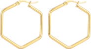 Adornia Tarnish Resistant Hexagon Hoop Earrings