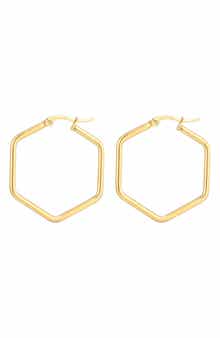 Adornia Tarnish Resistant Hexagon Hoop Earrings