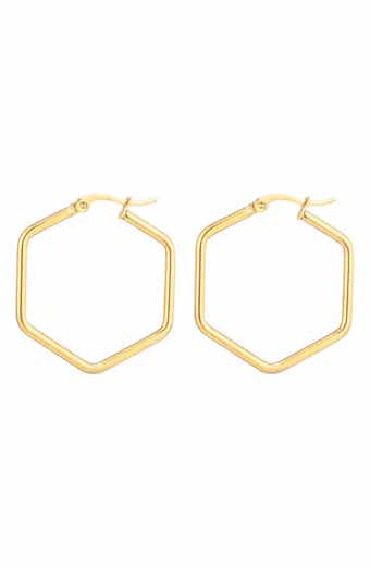 Adornia Tarnish Resistant Hexagon Hoop Earrings