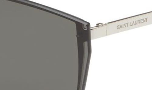 Saint Laurent 99mm Oversize Flat Top Shield Sunglasses In Gray
