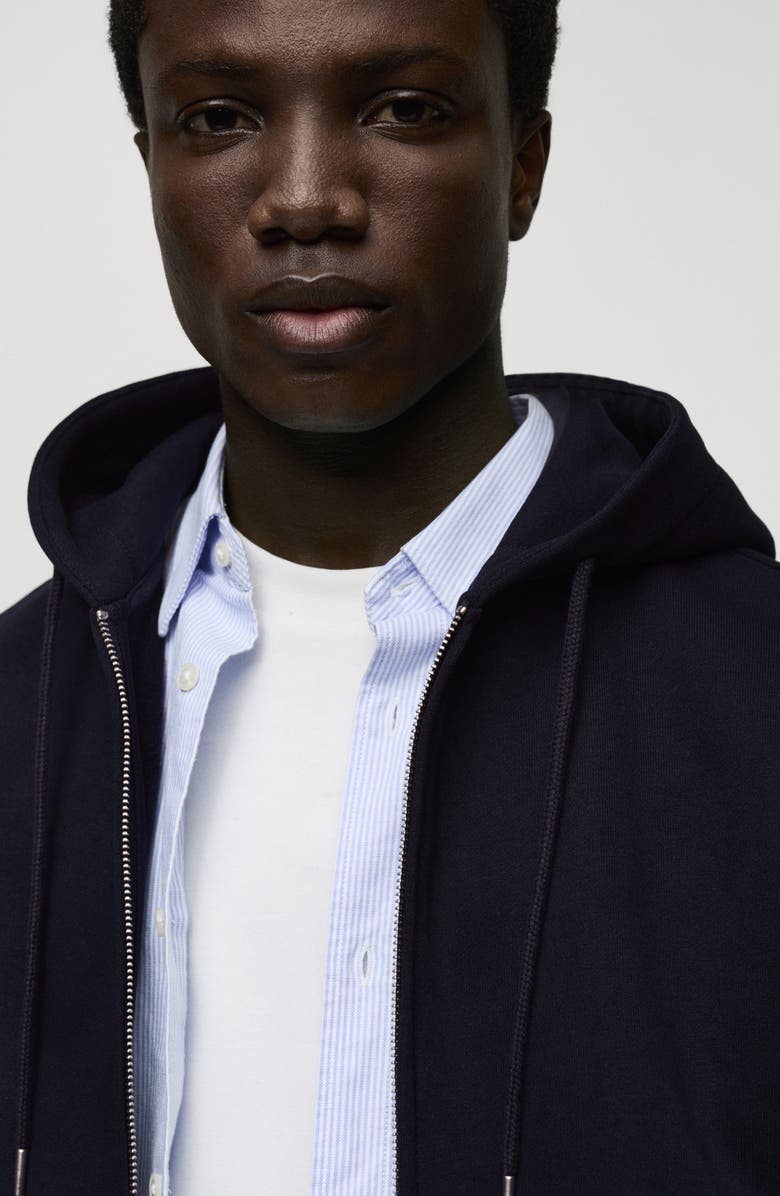 MANGO Zip-Up Cotton Blend Sweatshirt, Alternate, color, Dark Navy