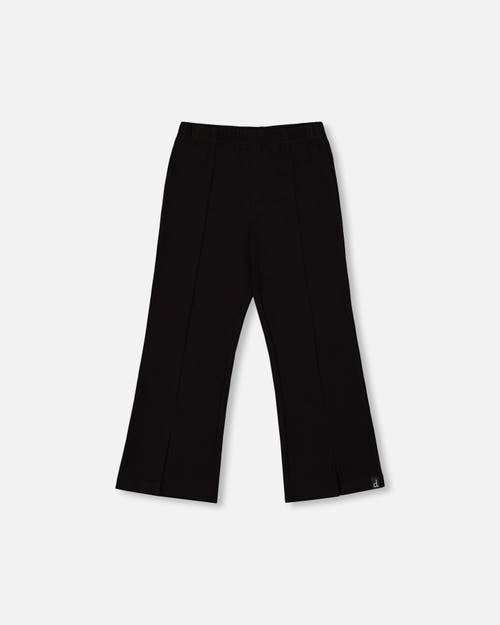 Deux Par Deux Ribbed Leggings Bootleg With Slit In Black