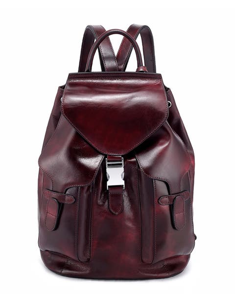 Rock Genuine Leather Foldover Pocket Backpack