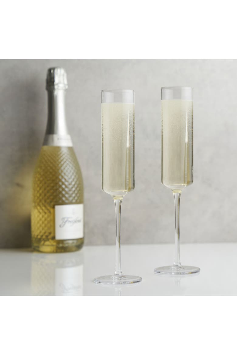 Laurel Crystal Champagne Flutes Set of 2, Alternate, color, Clear