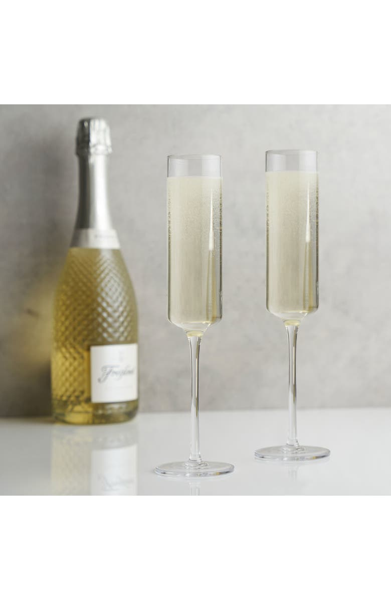 Viski Laurel Crystal Champagne Flutes Set of 2, Alternate, color, Clear