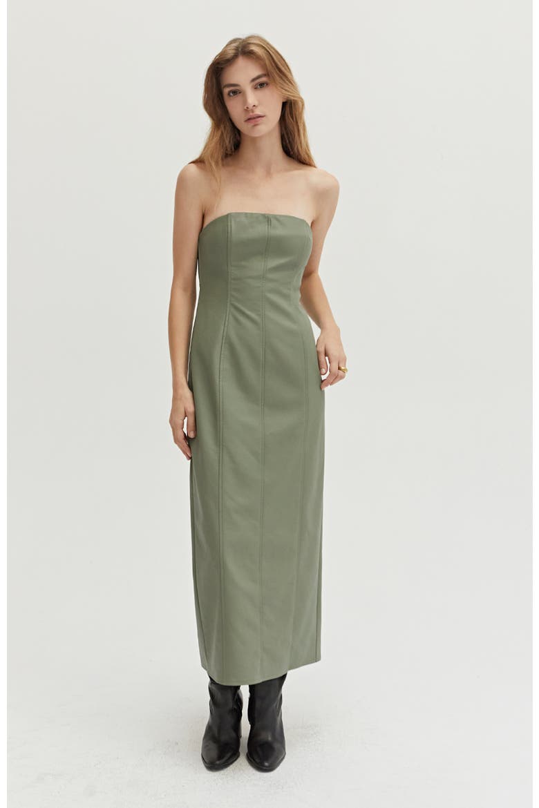 Faux Leather Tube Midi Dress, Main, color, Eucalyptus