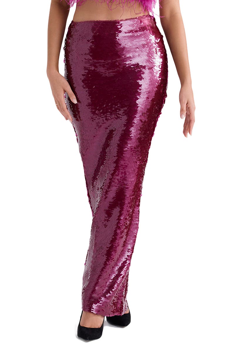Alexis Sequin Satin Maxi Skirt, Main, color, HOT PINK
