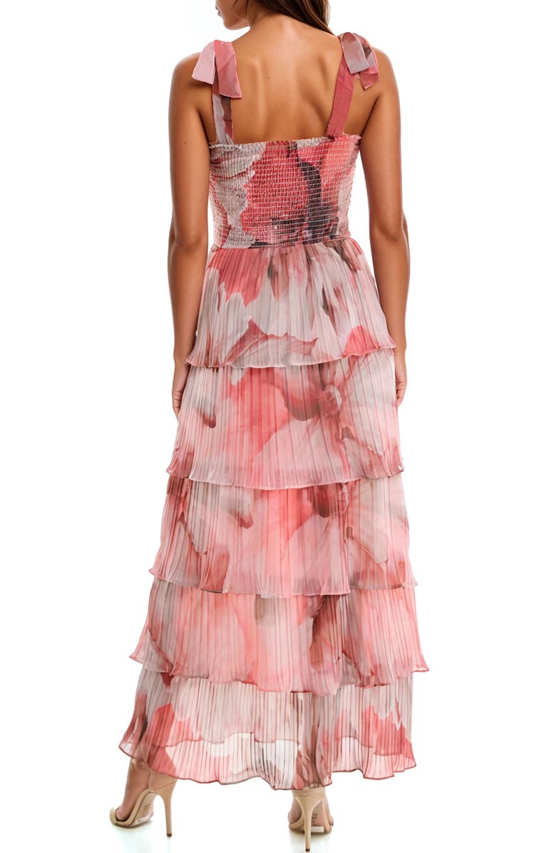 Floral Print Pleated Tier Maxi Dress