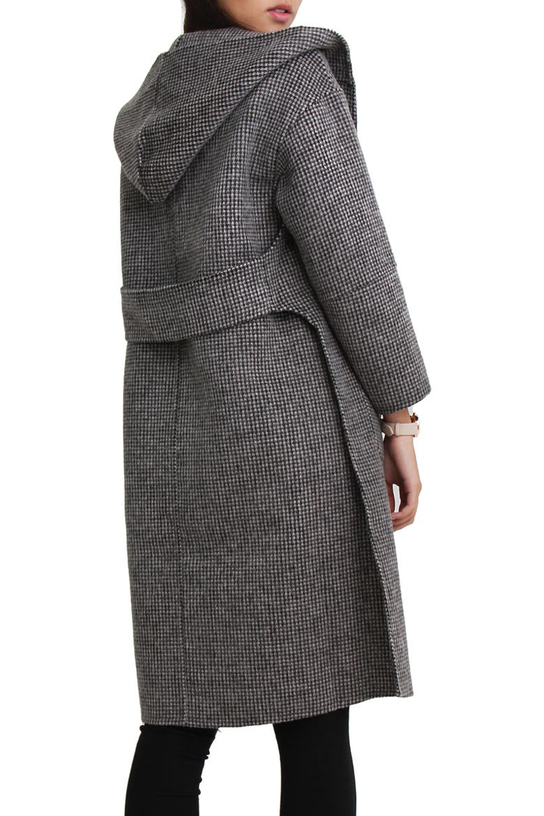 Walk This Way Houndstooth Print Wool Blend Coat, Alternate, color, BLACK/ WHITE