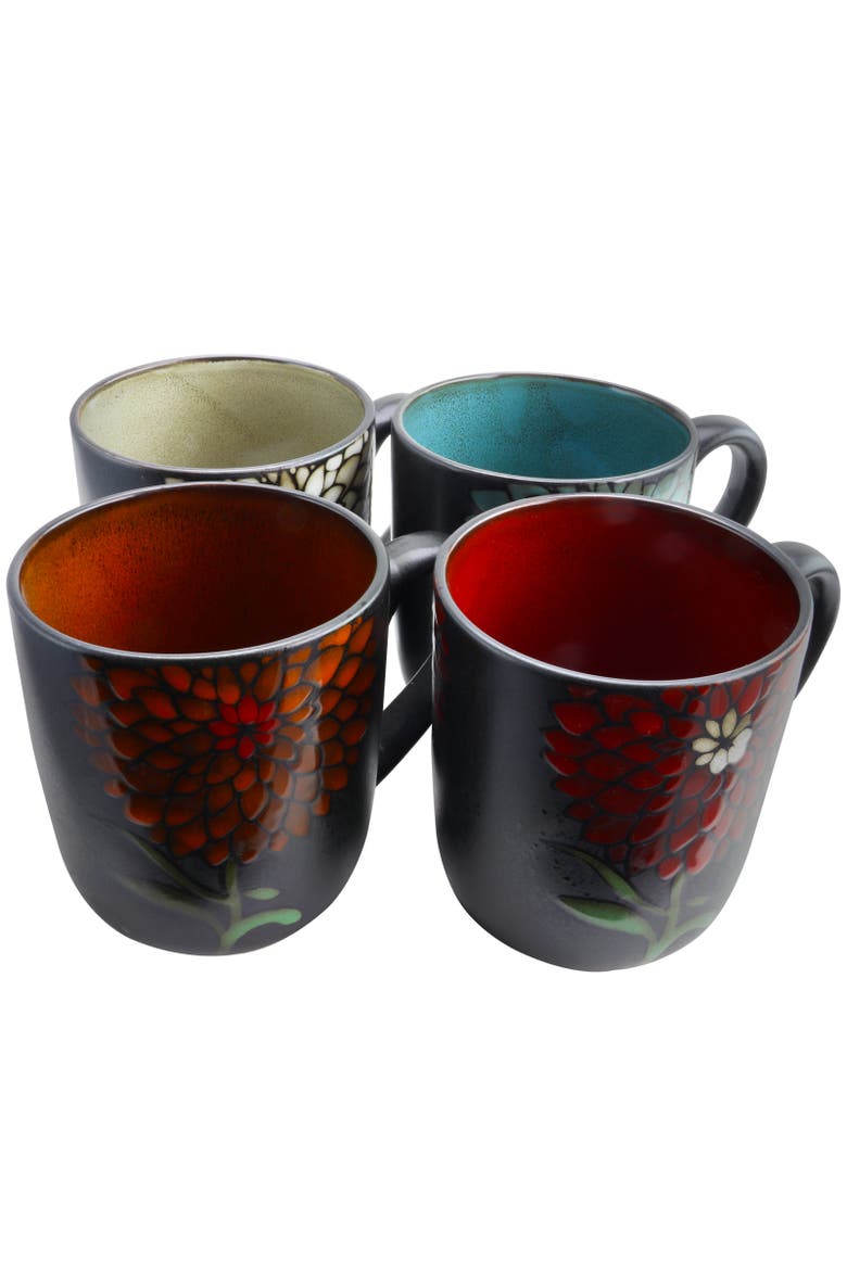 Gardenia Cafe 16 oz. Assorted Mug Set, Set of 4, Alternate, color, Black and Multi