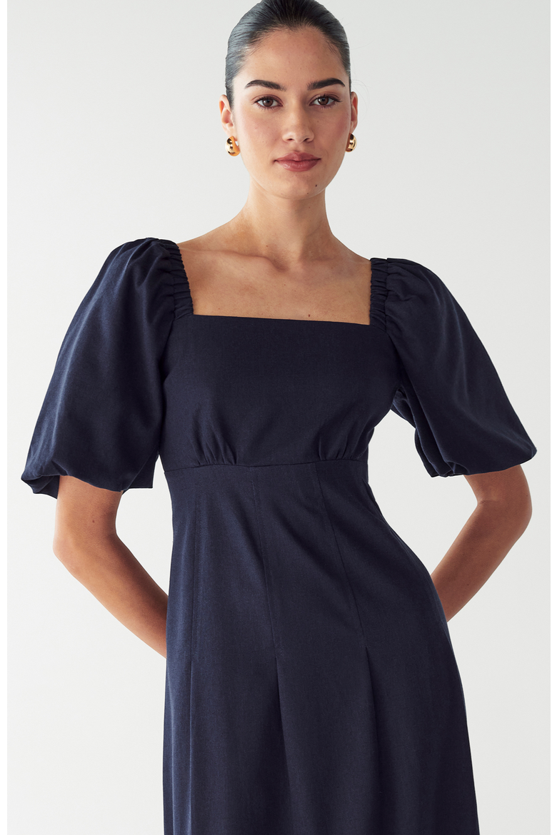 Meena Midi Dress, Alternate, color, Navy Blue