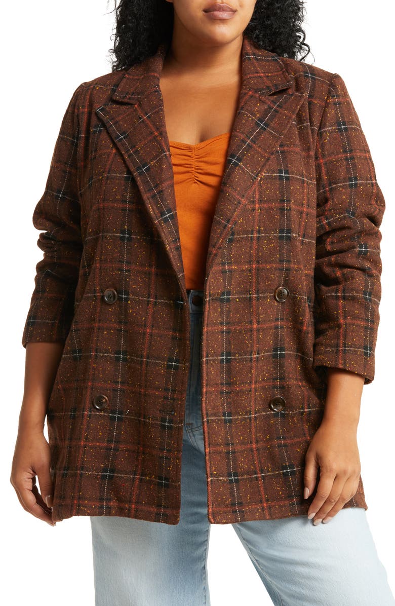 Treasure & Bond Plaid Double Breasted Blazer Coat, Main, color,