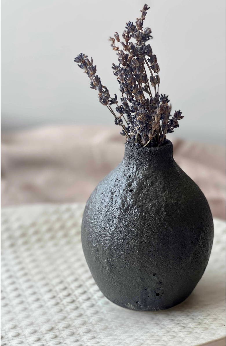 Gina DeSantis Ceramics Ara Crater Vase, Alternate, color, Black