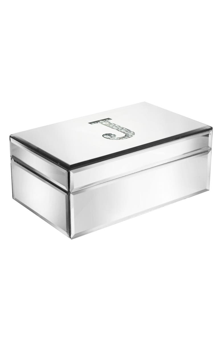 American Atelier Imitation Pearl Monogram Mirrored Jewelry Box, Main, color, 