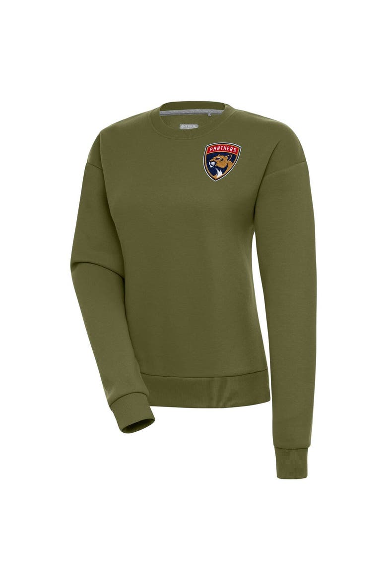 Women's Antigua Olive Florida Panthers Victory Pullover Sweatshirt, Main, color, Olive