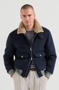 Brunello Cucinelli Bonded cashmere beaver cloth bomber jacket with Thermore® padding and detachable shearling collar