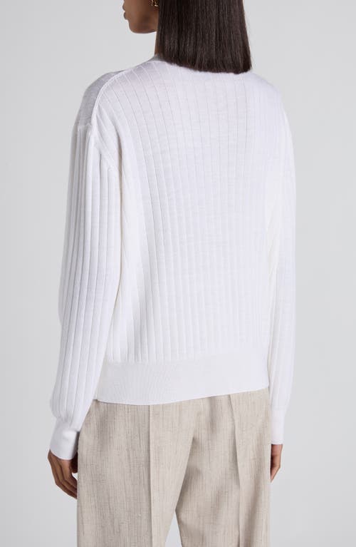 Bottega Veneta Wool Rib Cardigan In White