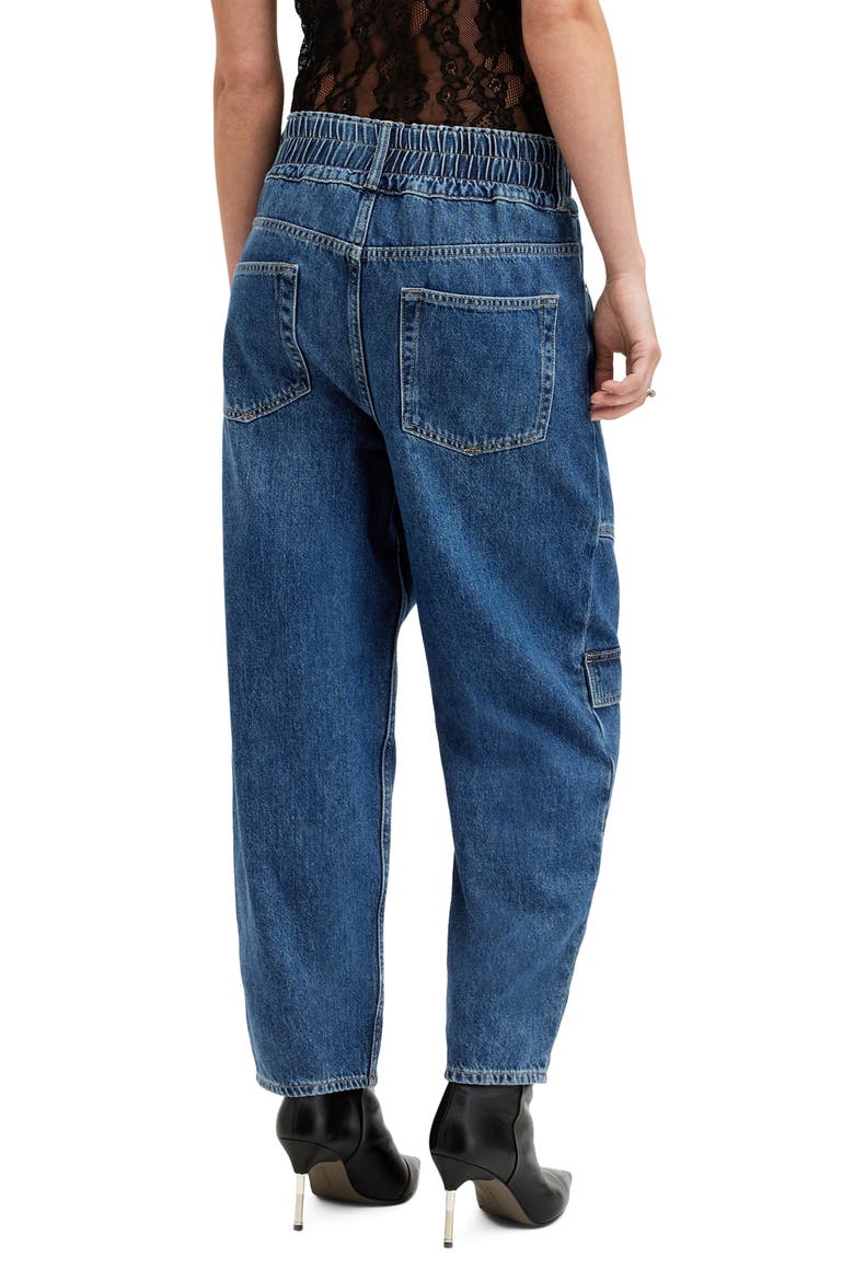 Hailey High Waist Straight Leg Cargo Jeans, Alternate, color, MID INDIGO