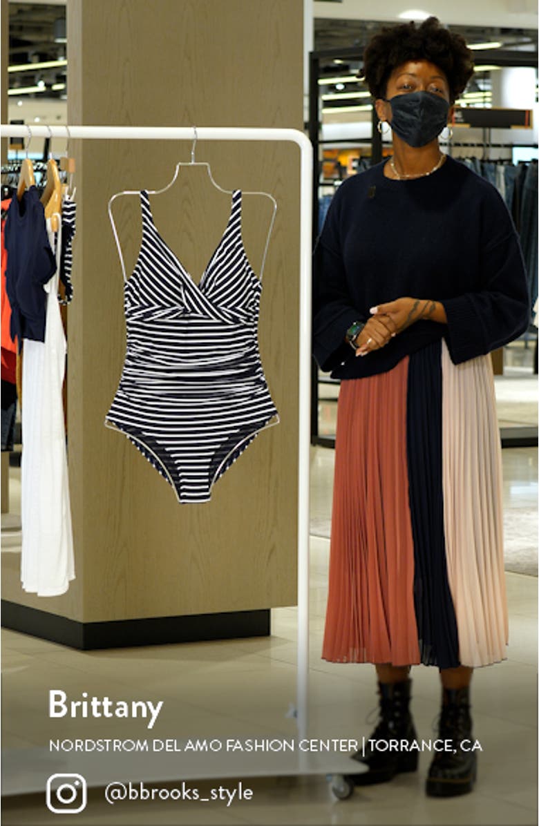 Stripe Cross Front Multifit One-Piece Swimsuit, sales video thumbnail