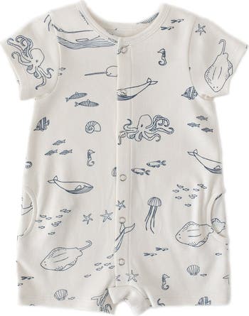 Print Short Sleeve Organic Cotton Romper