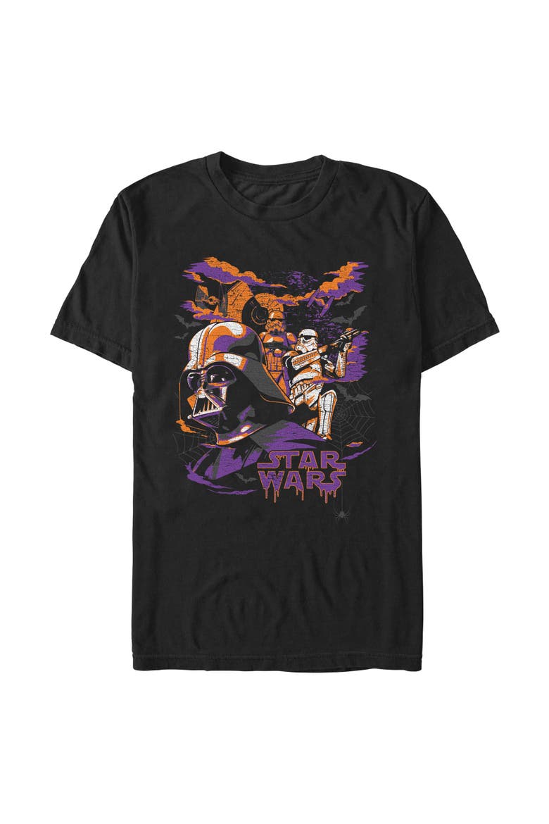 Mens Star Wars Distressed Halloween Dark Side T Shirt, Main, color, Black