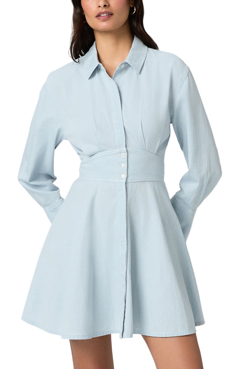 PAIGE Sandrine Long Sleeve Denim Minidress, Alternate, color, Angelic