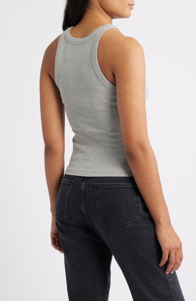 Mavi Jeans Rib Stretch Cotton Tank, Alternate, color, Light Grey Melange