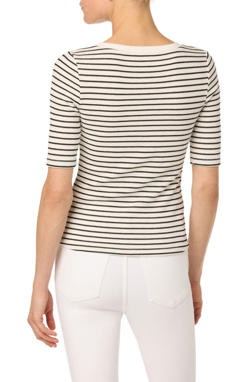 Joe's Stripe Short Sleeve Henley In Black/white Stripe