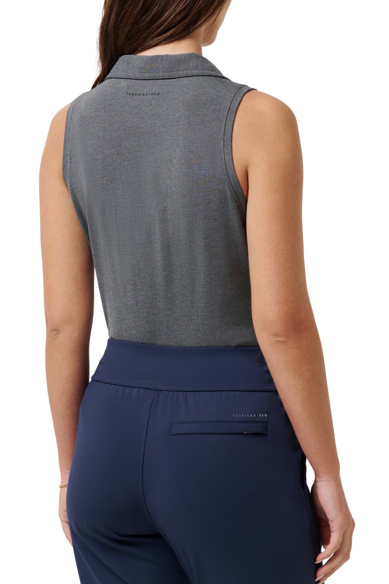 Featherweight Active Sleeveless Polo, Alternate, color, HEATHER BLACK