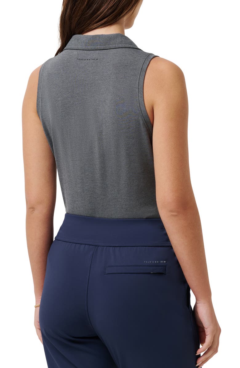 TravisMathew Featherweight Active Sleeveless Polo, Alternate, color, Heather Black