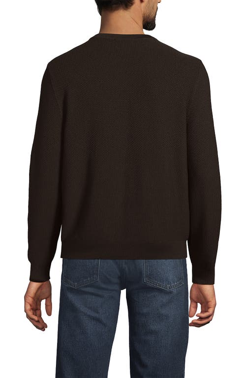 Lands' End Long Sleeve Washable Merino Wool V Neck Sweater In Brown