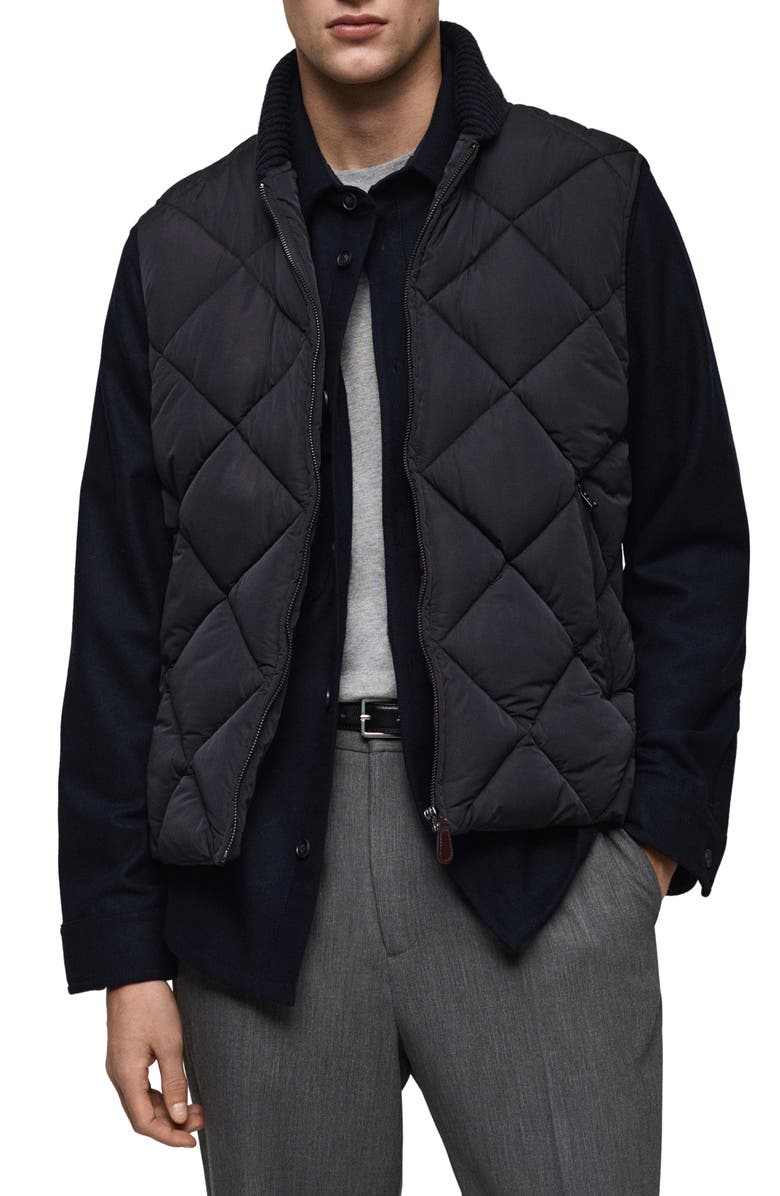 MANGO Water Repellent Quilted Vest, Main, color, 