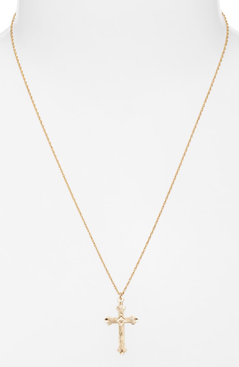 Set & Stones Julian Cross Pendant Necklace, Alternate, color, Gold