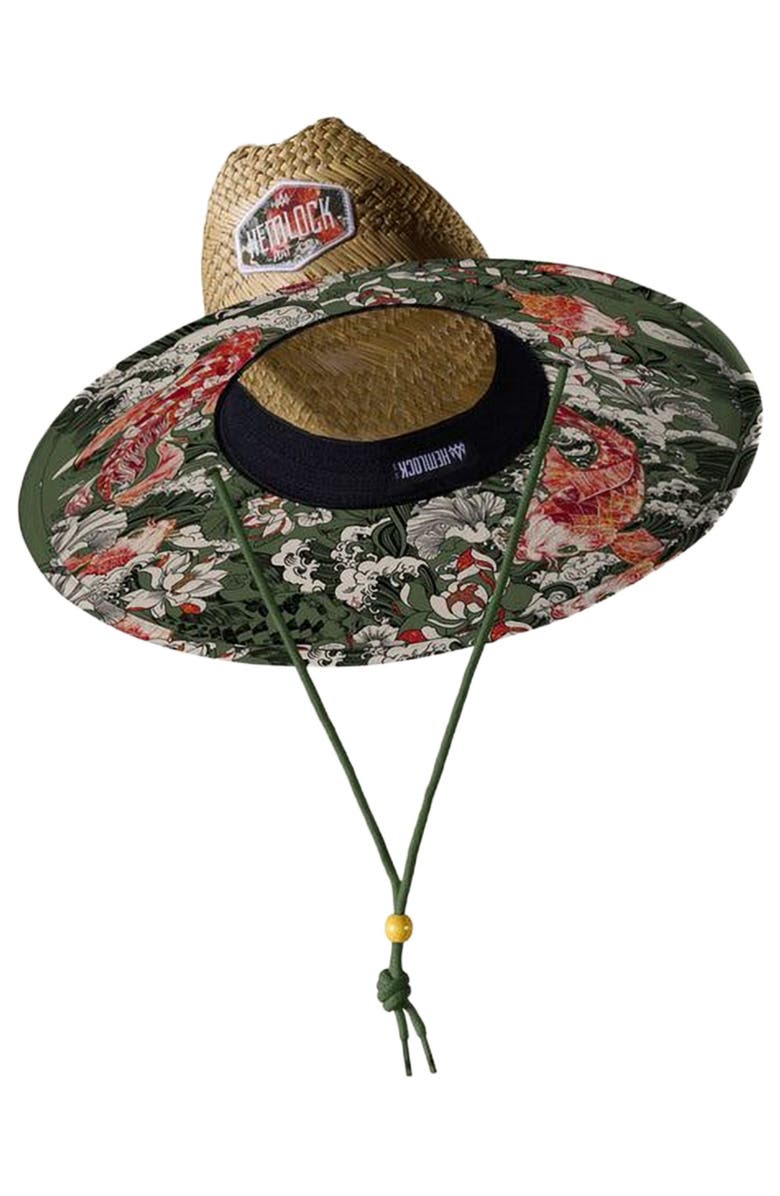 Hemlock Fortune Straw Lifeguard Hat, Alternate, color, Koi Fish