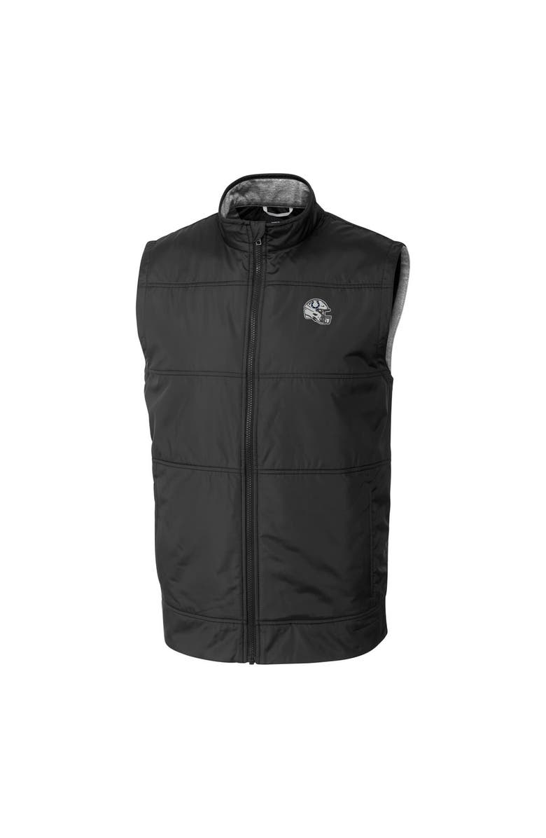 Cutter & Buck Men's Cutter & Buck  Black Indianapolis Colts Helmet Stealth Hybrid Quilted Windbreaker Full-Zip Vest, Alternate, color, 