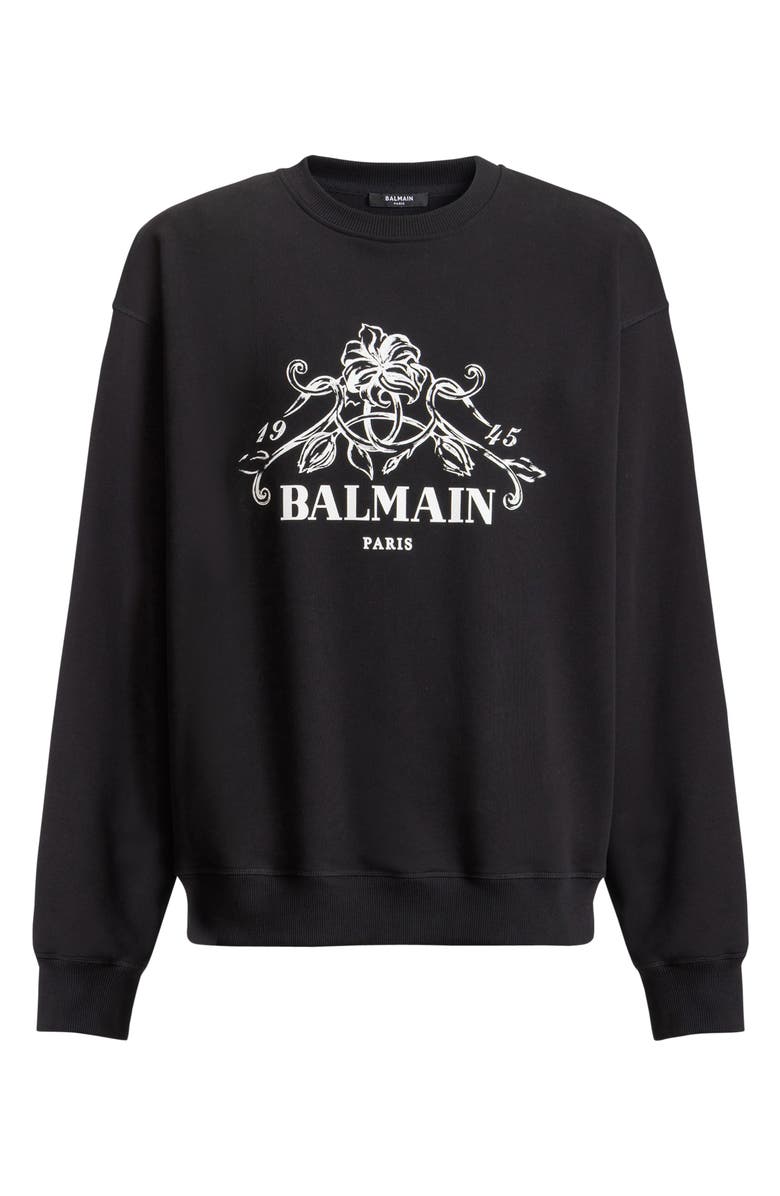 Balmain Printed Balmain Vine sweatshirt, Alternate, color, Black