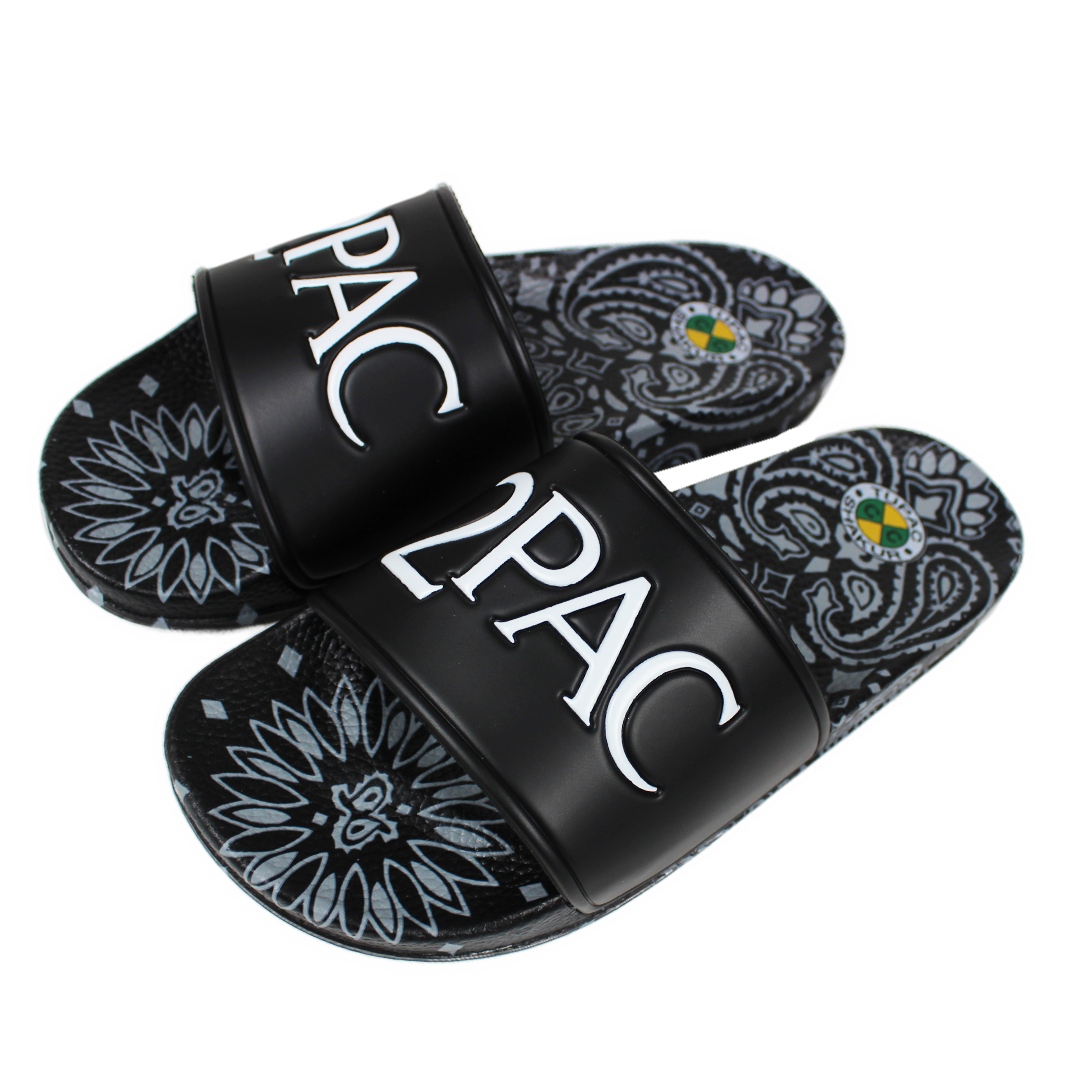 Cross Colours 2Pac Paisley Slides, Alternate, color, Black