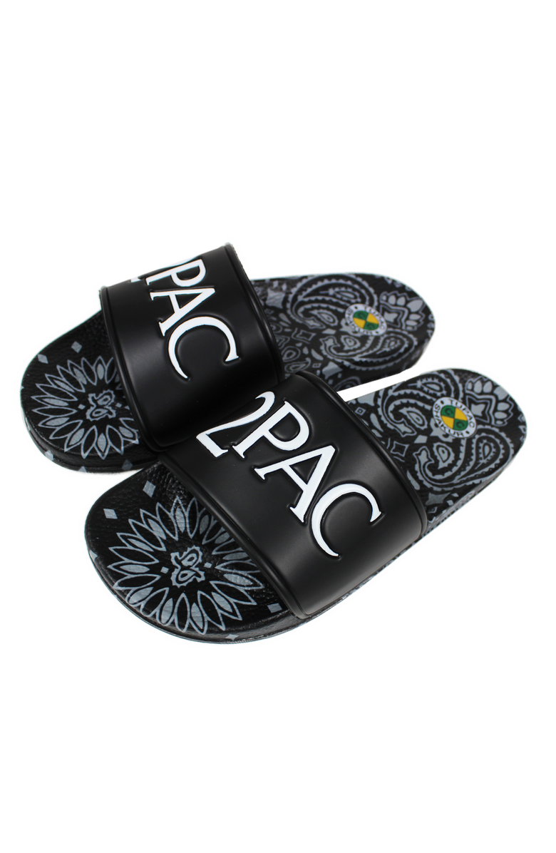Cross Colours 2Pac Paisley Slides, Alternate, color, Black