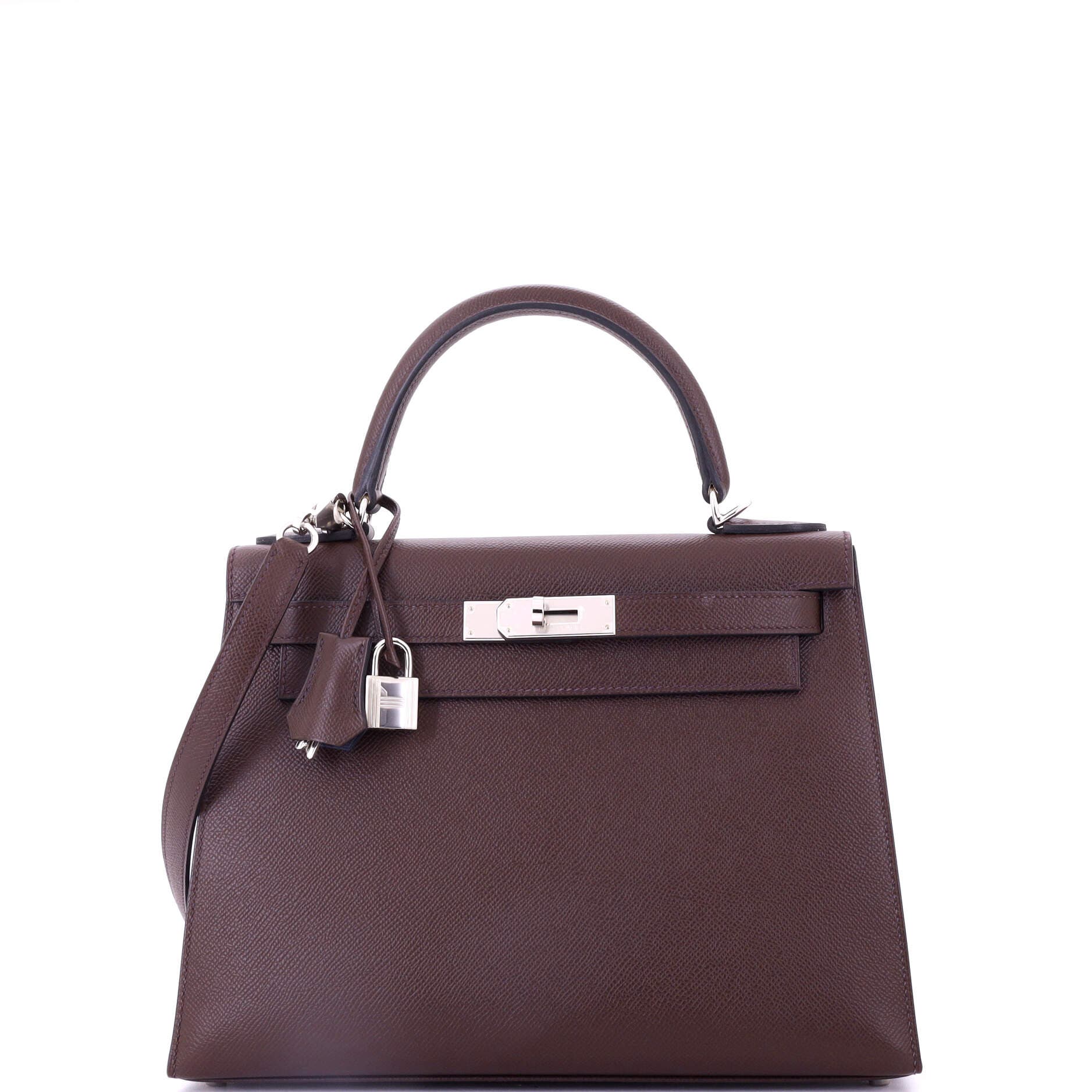 Pre-Owned Hermes Kelly Handbag Verso Epsom with Palladium Hardware 28, Main, color, 