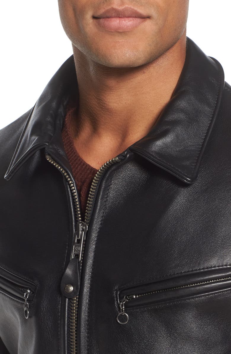 Schott NYC Slim Fit Leather Jacket, Alternate, color,