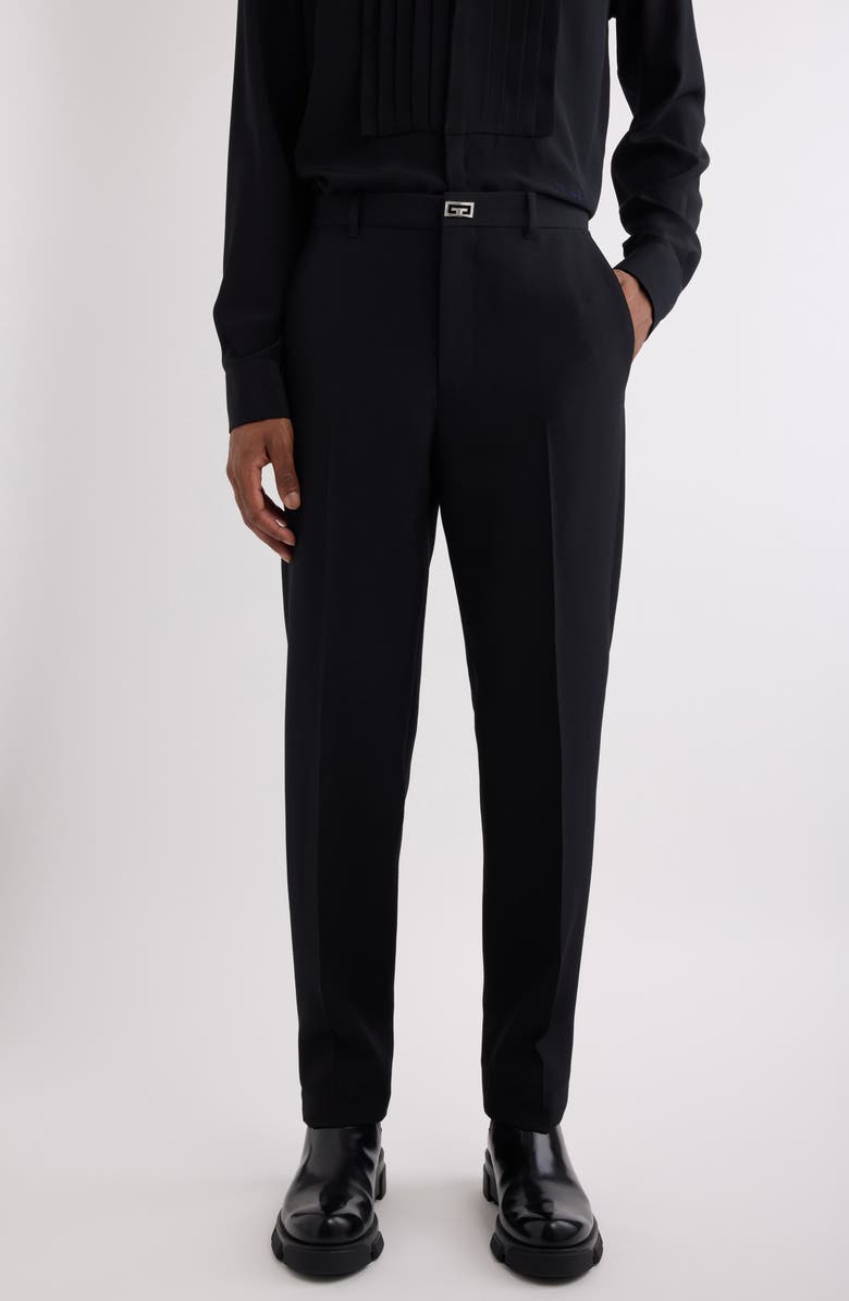 Givenchy New Metal Detail Wool Pants, Main, color, Black