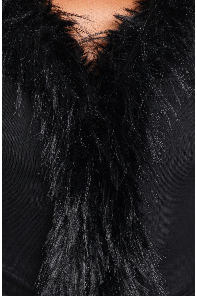 Katerina Faux Fur Trim Top, Alternate, color, BLACK