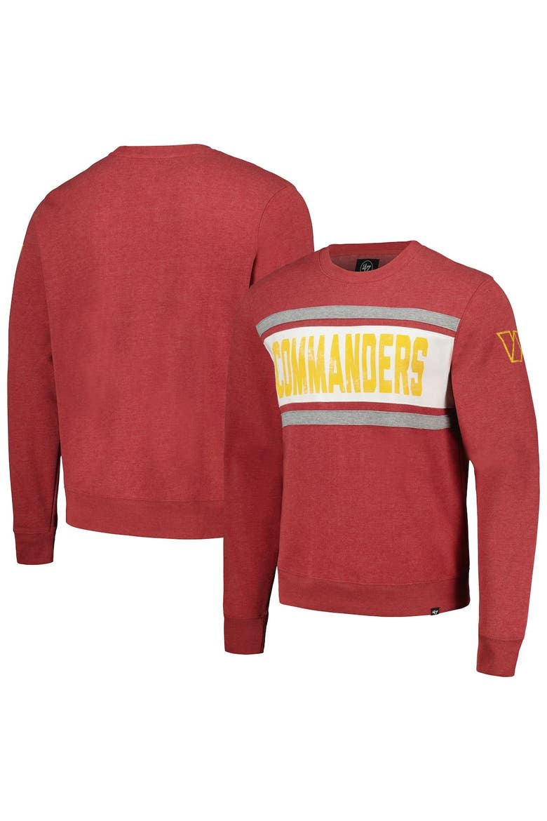 Men's '47 Heathered Burgundy Washington Commanders Bypass Tribeca Pullover Sweatshirt, Alternate, color, Burgundy