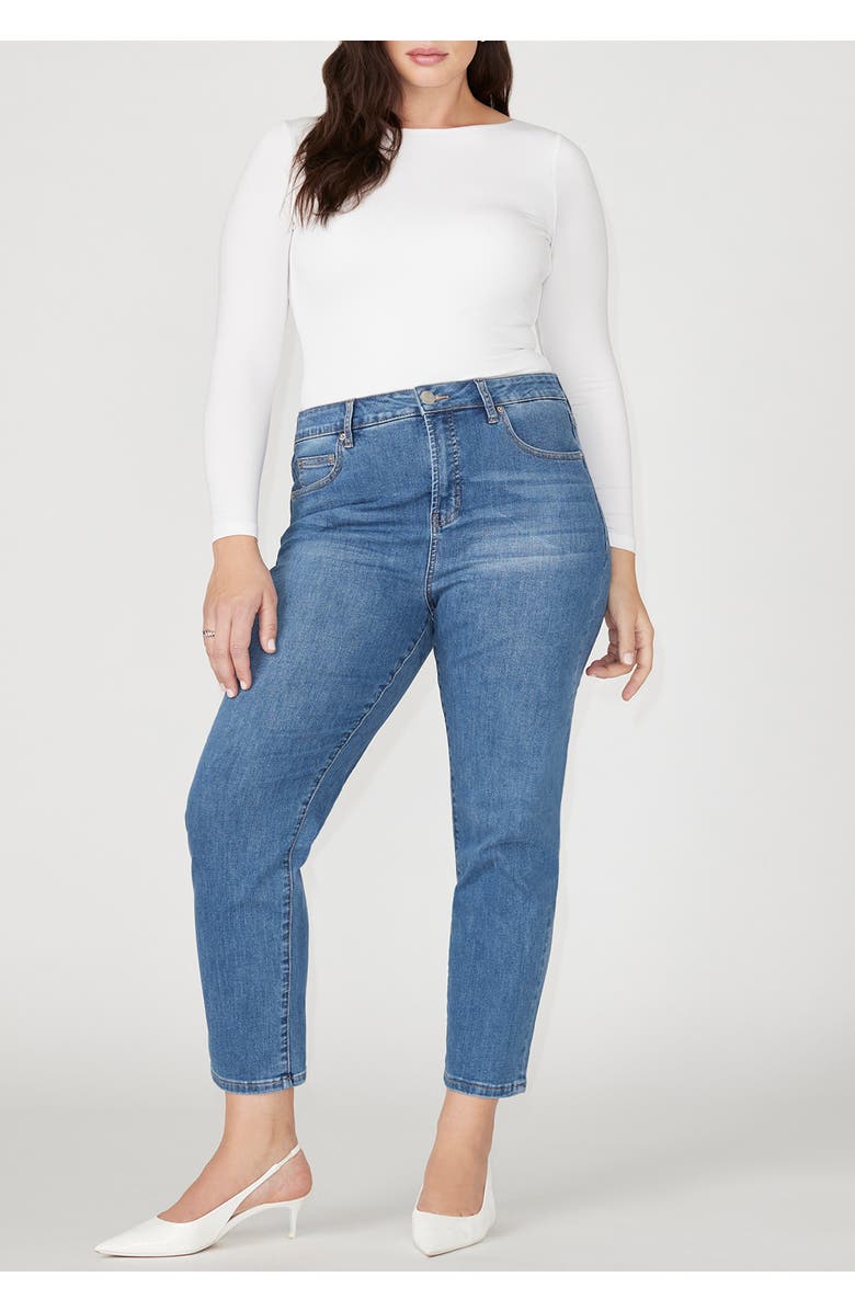 ELOQUII The Leigh Super Stretch Slim Leg Jean, Alternate, color, Light Wash
