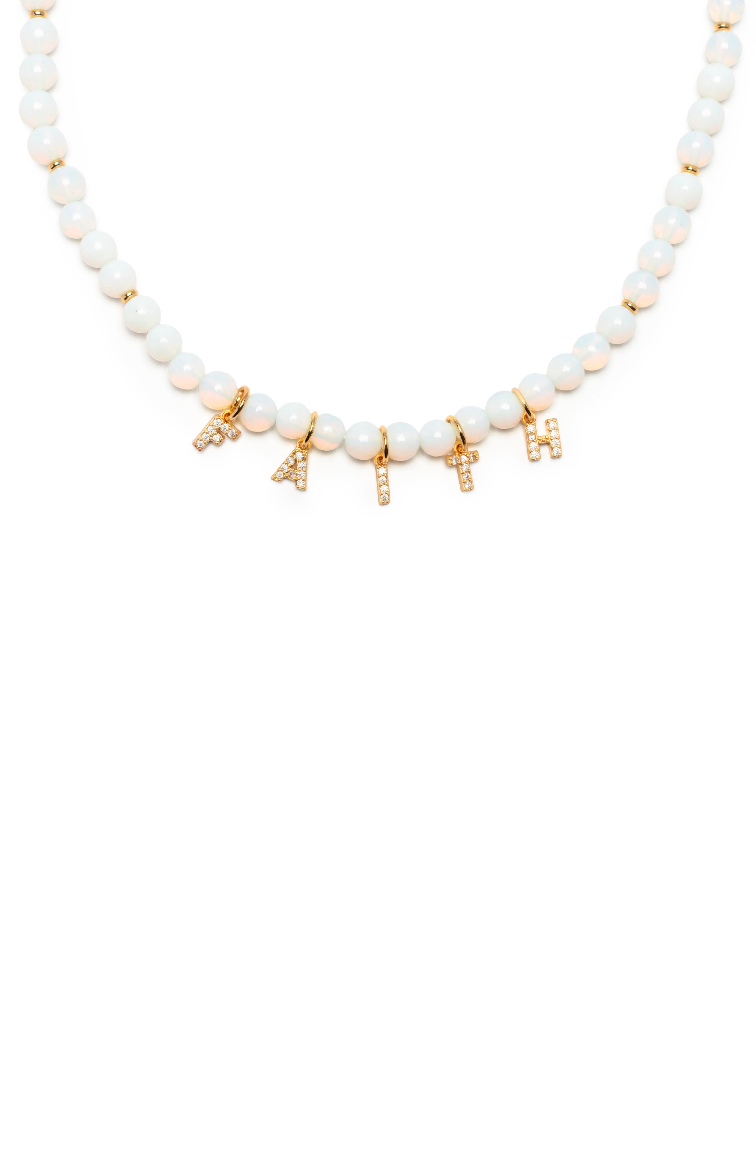 Little Words Project Dripping Letters Faith Opalite Necklace (Women ...