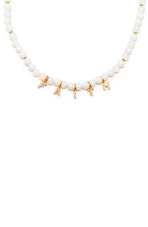Dripping Letters Faith Opalite Necklace