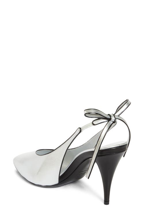 Miu Miu Pointed Toe Slingback Pump In Argento/nero
